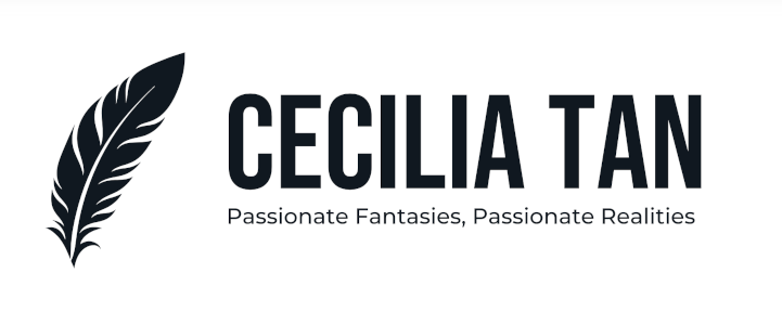 Black feather logo and text which reads Cecilia Tan, Passionate Fantasies, Passionate Realities